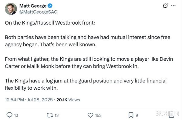 Cả hai đều quan tâm, Westbrook là 80% cho nhà vua! Truyền th